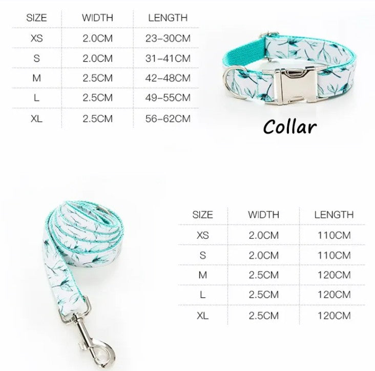 Dog Collar & Leash Set – Leaf Print