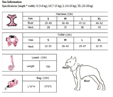 Camo Dog Harness & Leash Set