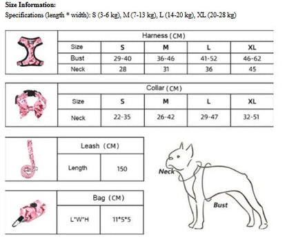 Camo Dog Harness & Leash Set