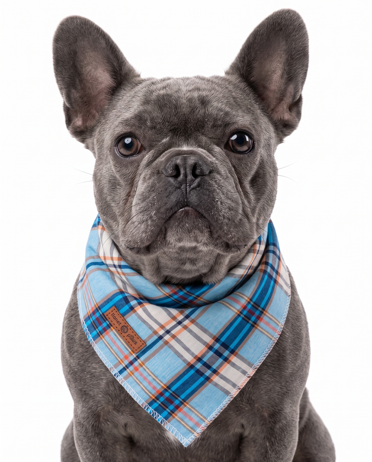 Blue Plaid Dog Bandana – Classic Pet Scarf